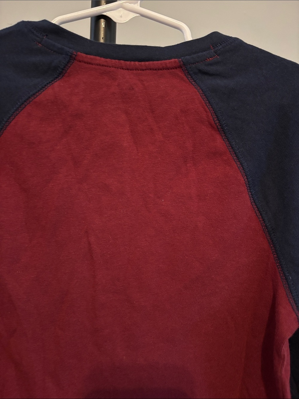 Janie and Jack Burgundy Body with Navy Raglan Long-Sleeve Henley - Picture 3 of 7